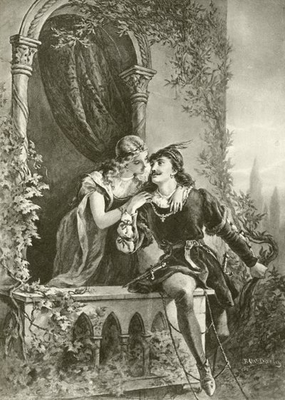 Romeo en Julia. Act III-Scene V door Felix Octavius Carr Darley